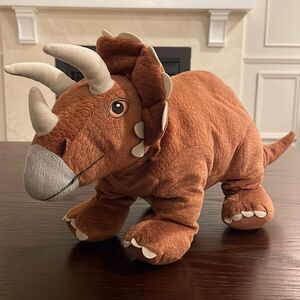 JÄTTELIK Soft toy, dinosaur/dinosaur/triceratops Reddish brown 18” long EUC